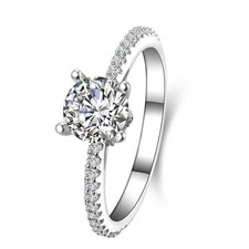 ROUND CUT CZ STERLING SILVER ENGAGMENT WEDDING RING WOMEN'S SIZE 4-12 SAE028