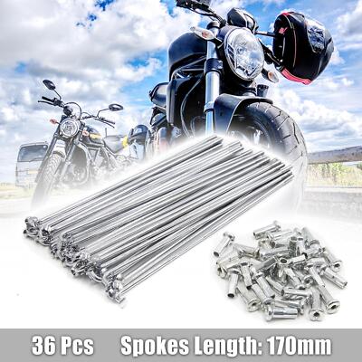 36pcs 3.5mm Thread Diameter 170mm Length Motorcycle Wheel Spokes w/ Nipples