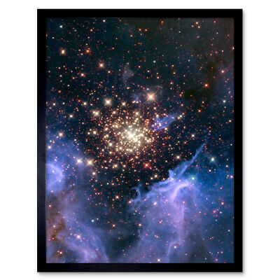 Hubble Space Starburst Cluster NGC 3603 Nebula Fireworks Framed Wall Art 12x16