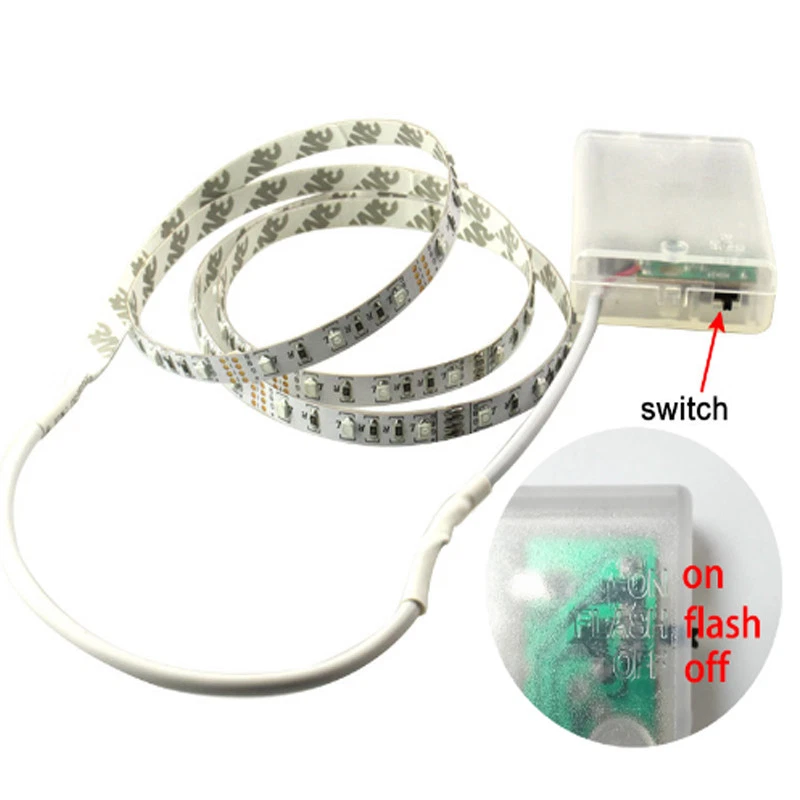 3528 3* AA Battery powered led strip flexible light ribbon tape 1m/2m/3m/4m/5m - Image 3 of 4