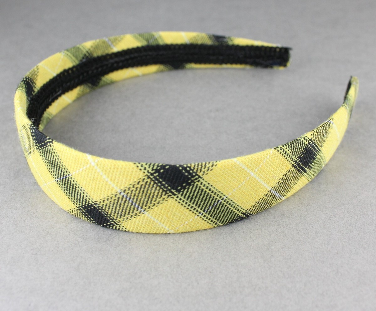 yellow black plaid headband 1 1/8