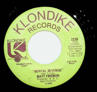Matt Friemon Mental Revenge The Cheater Vinyl 45 Record