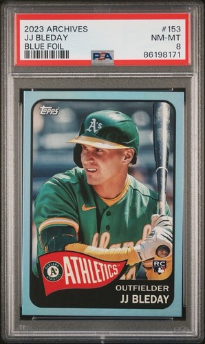 JJ Bleday RC SSP #d 25/07 2023 Topps Archives #153 Blue Foil ~ PSA 8 ~ Athletics - Imagen 5 de 7