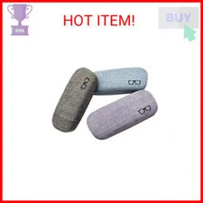 HSYMQ 3Pack Hard Shell Eyeglasses Case Protector Linen Fabrics Large Glasses Cas