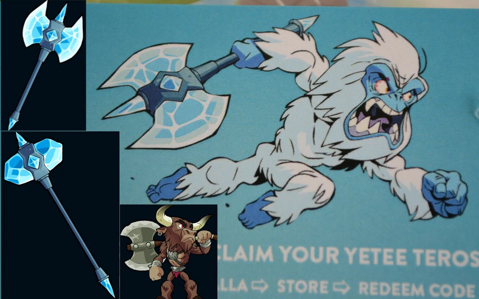 Yetee Yeti Teros Skin Brawlhalla Chopsicle Axe & Ice Crusher Hammer DeliverTODAY