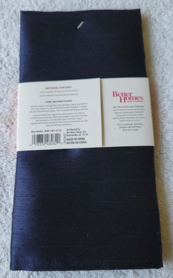 Holiday Blue Napkins EMBROIDERED Holly Leaves and Berries Better Homes 2 Set - Image 3 of 4