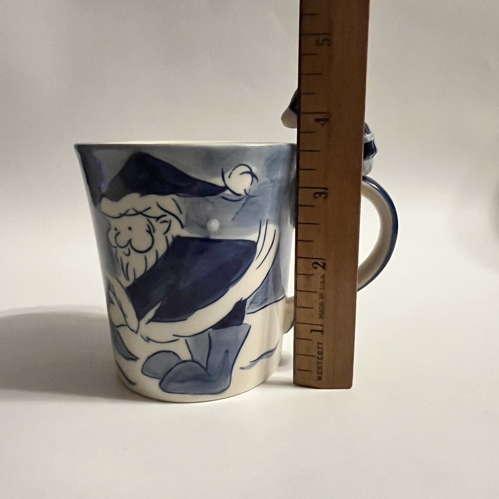 Delft Blue Santa Handle MUG Holland Hand Painted Merry Christmas Delft's Blauw