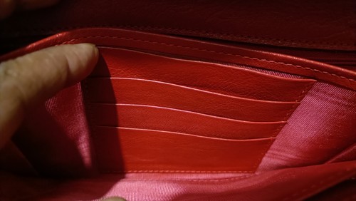 Smythson Red Leather Envelope Clutch Bag And Purse - Picture 7 of 12