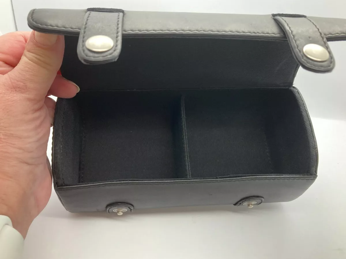 Black Leather Made in Italy Camera Lens Clutch Bag w divided