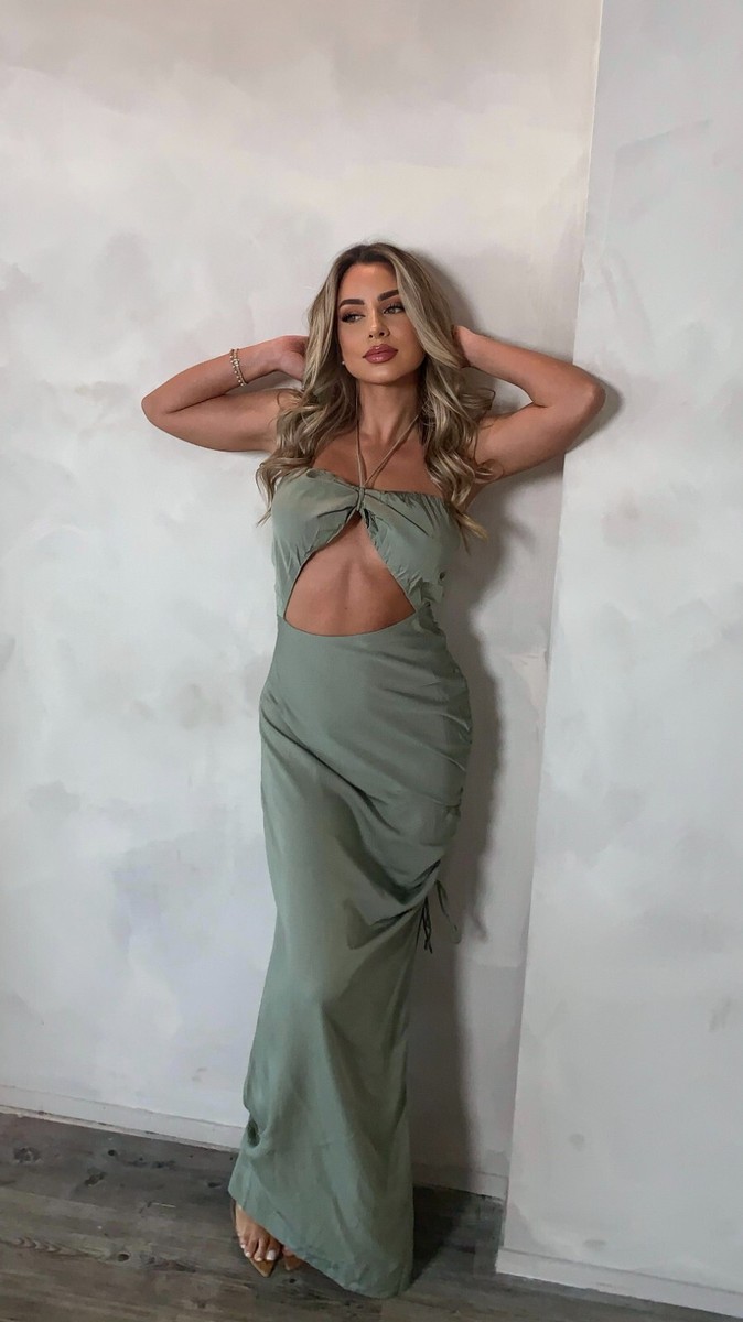womens cut-out drawstring dress