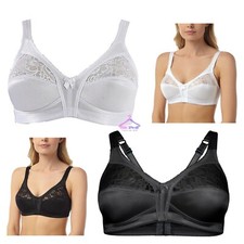 LADIES FIRM CONTROL SOFT SATIN CUP BRA UNPADDED NON WIRED FULL CUP SIZE 34B -48E