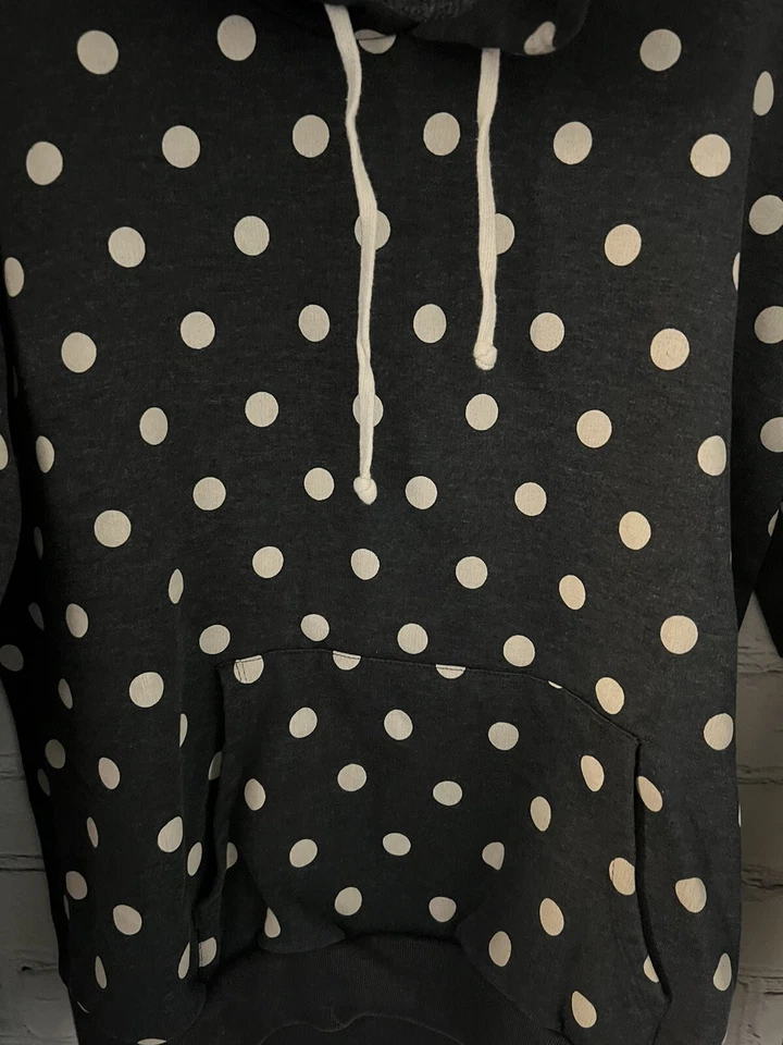 Sudadera con Capucha Alternativa Gris Oscuro/Azul con Lunares Usada en Excelente Condición Para Mujer L Foto 2 de 4