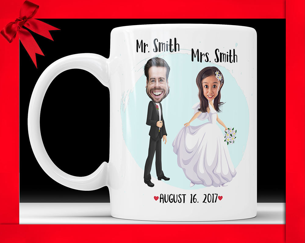 Personalized Caricature Mug Custom Wedding Gift For Bride Gift For Groom Wedding