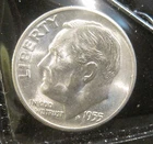 1955-S Roosevelt Silver Dime - Gem   ALL
