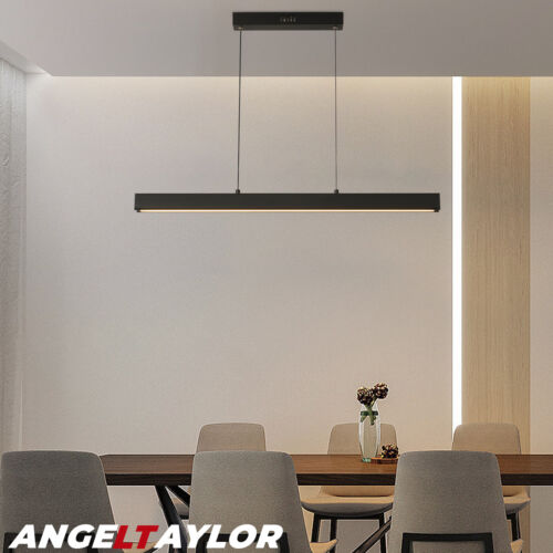 Modern Island Linear LED Pendant Light Black Chandelier Hanging Ceiling Lamp