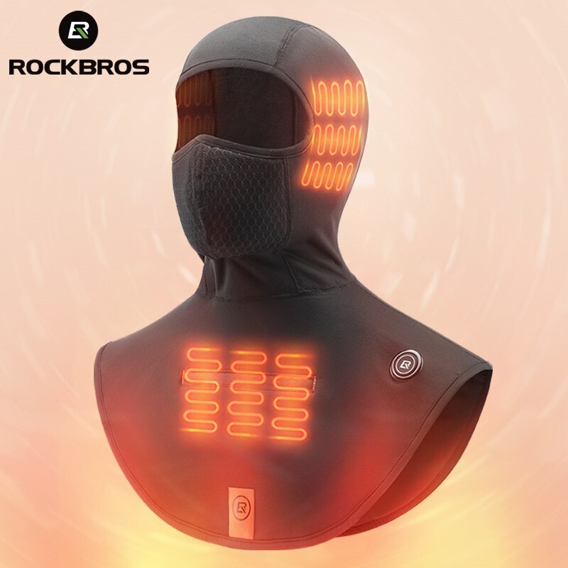ROCKBROS Winter Electric Heating Motorcycle Mask Heated Scarf Warm Cycling Mask