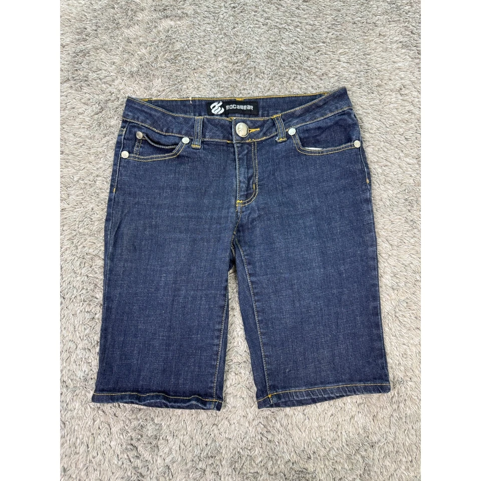 Rocawear Jean шорты женщин 31 x 12 подростков 9 вышитый хип-хоп винтажный Y2K 90-х 00-х - Изображение 2 из 4