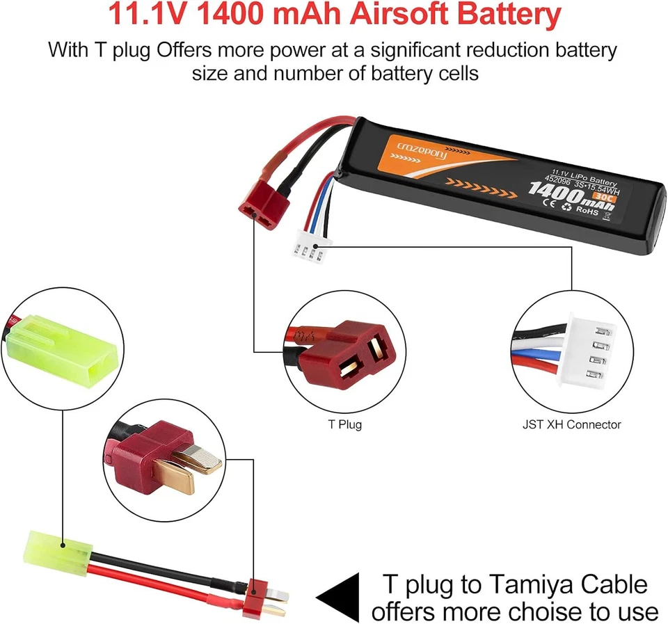 2x1400mAh Batterie LiPo 11,1V 30C Deans T-Stecker Airsoft Akkupack RC Modellbau - Bild 2 von 4