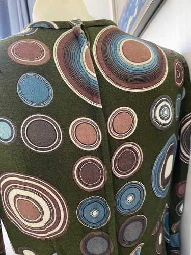 70,s Fab Green Psychodelic Print Winter Knit Maxi - Picture 5 of 7