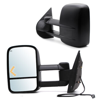 Pair Towing Mirrors fit 07-13 Silverado Sierra 1500/2500 Power Heat Arrow Light