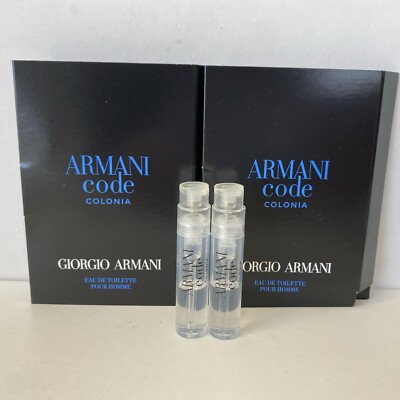2 x Giorgio Armani ARMANI CODE COLONIA  1.2 ml SAMPLES AS IS, SEE VOLUME in Pics