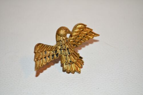Brass Eagle Hawk Bird Ring Adjustable 2 1/4" Wingspan Large Heavy Solid Metal - Picture 1 of 6