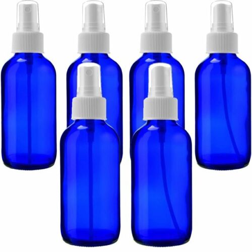 4oz Cobalt Blue Glass Bottle with White Mist Sprayer - Choose Your Quantity - Picture 7 of 10