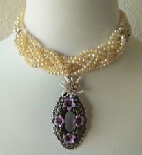 Lola Paltinger Trachtenkette Dirndlschmuck Ohrclips Dirndlkette Oktoberfest lila