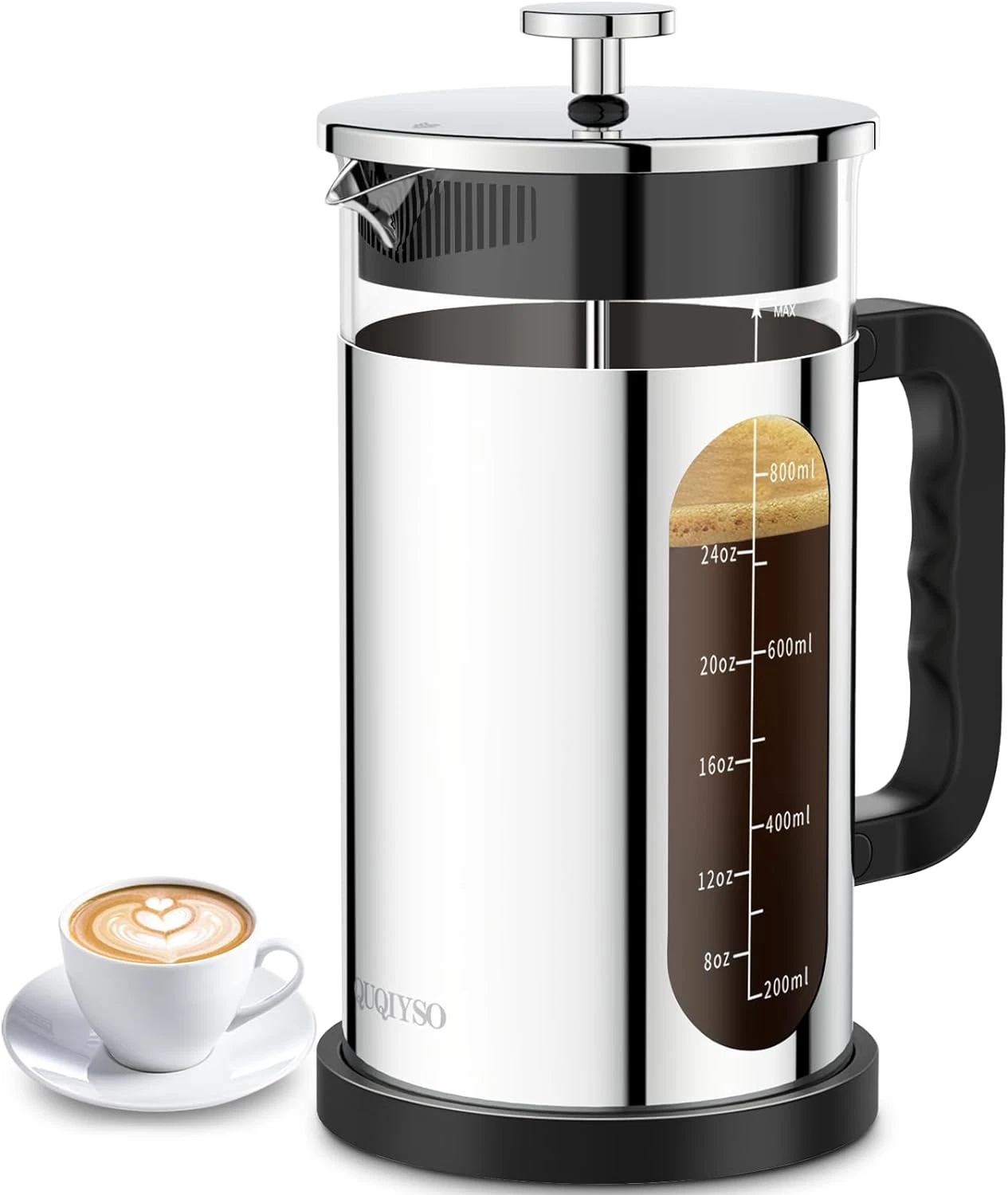 French Press Coffee Maker, 304 Stainless Steel Cold Brew Coffee Maker with 4 Fil