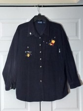 Vintage Winnie The Pooh Bee A Friend Size XL Blue Corduroy Button Up Shirt