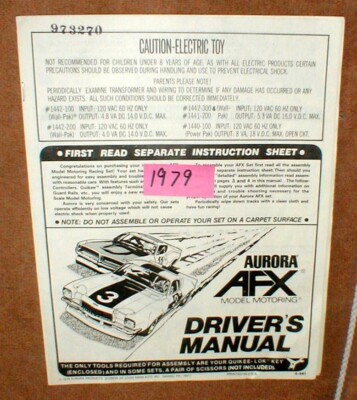 AFX Aurora Model Motoring Slot Car Driver's Manual 1979 Trouble
