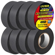 Wire Harness Tape 8 Rolls-Total 328 FT, Polyester Fabric,Flame Retardant,At 257℉