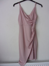 New Sheilay Pink Stretchy Strappy Wrap Dress Size: M