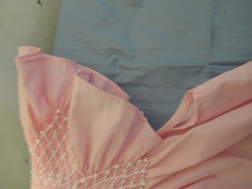 G) Girls Hand Smocked Pink 6 Month Dress Pearls Mom & Me - Picture 4 of 13