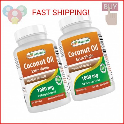Best Naturals Extra Virgin Coconut Oil 1000 mg Softgel, 180 Count (180 Count (Pa