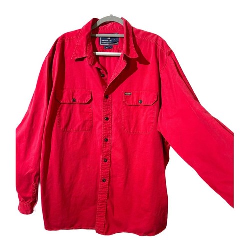 Vintage 90s Polo Sport Ralph Lauren Men's Red Button Shirt LT Workwear Utility - Picture 2 of 9