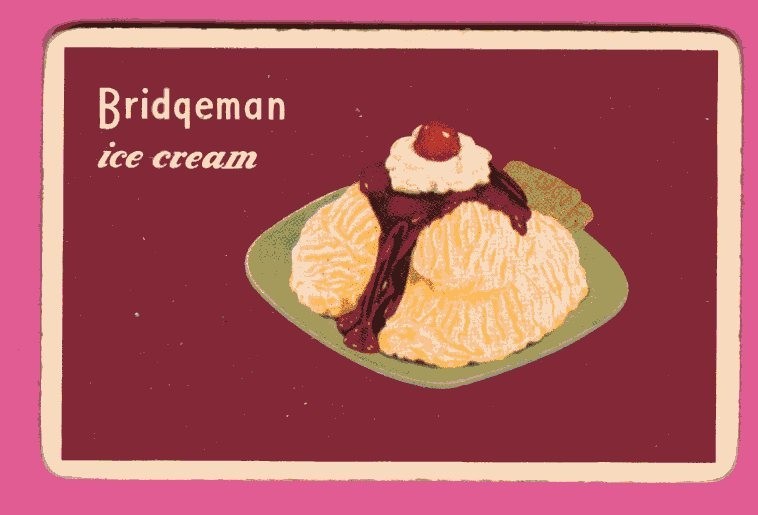 1 Single Swap Playing Card BIRDGEMAN ICE CREAM AD DESSERT FOOD MINT VINTAGE