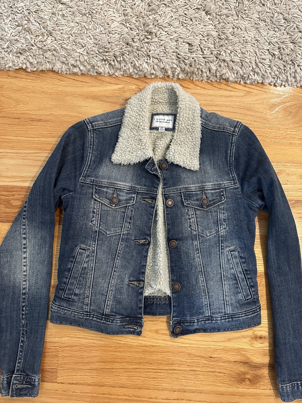 Women's Blue Jean Jacket with Sherpa Collar