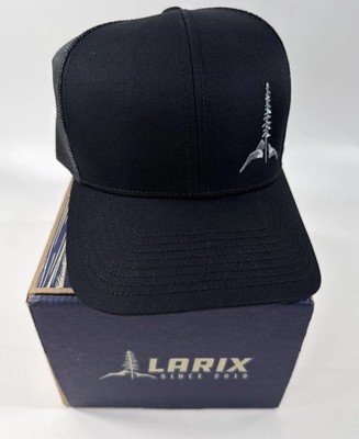 Larix Tamarack Mountain Black truckers hat New in box snapback
