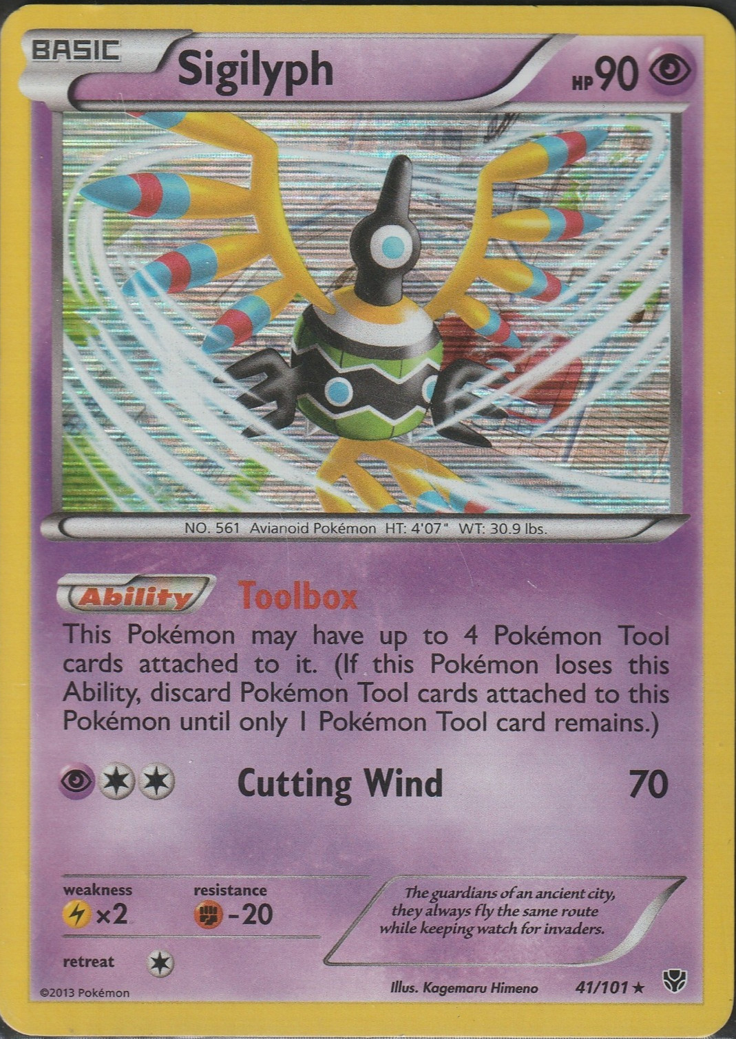 Pokemon - Sigilyph - 41/101 - Holo Rare - Plasma Blast  - MP