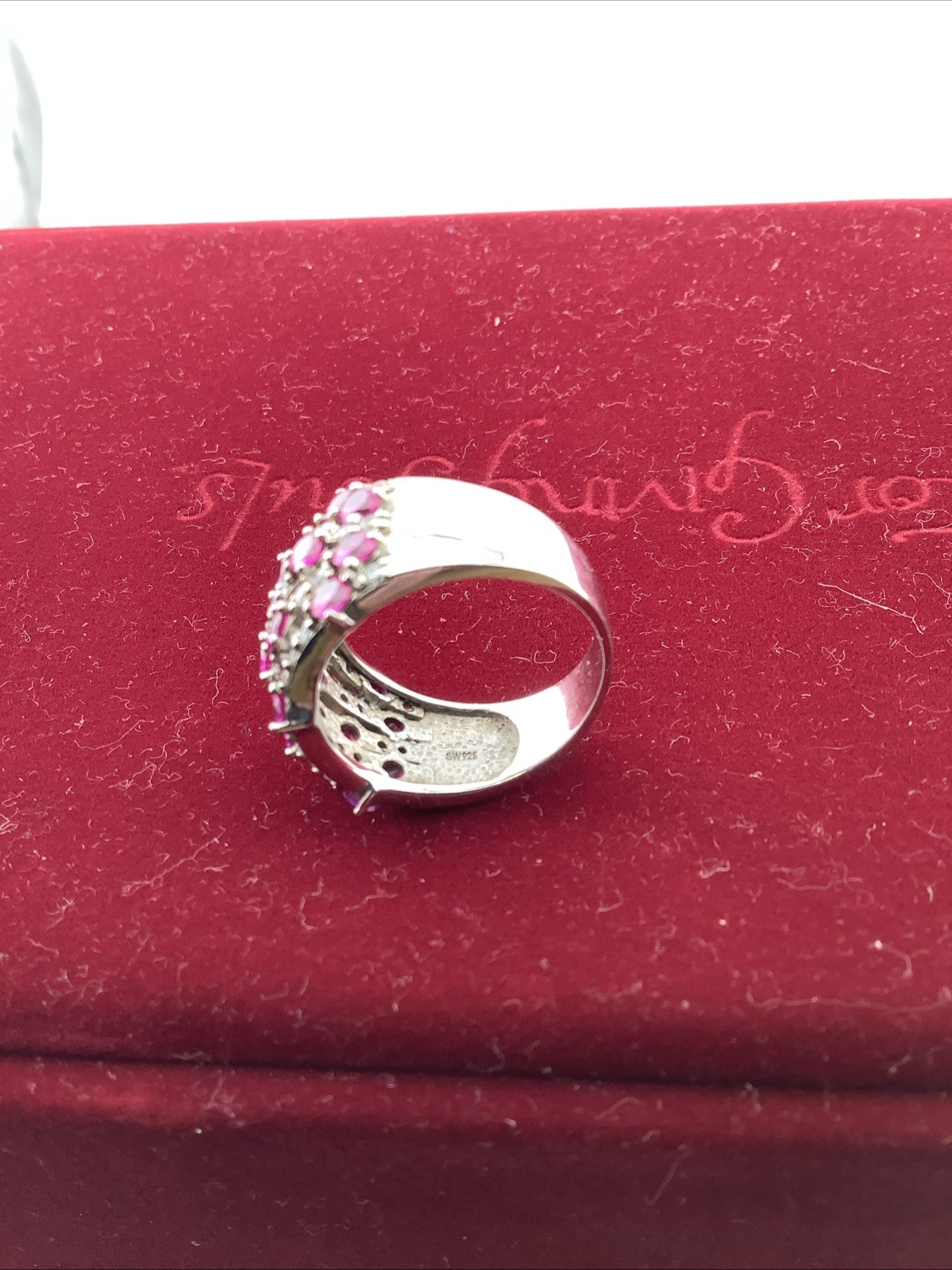 Ruby and white quartz ring sterling silver sz 8 w… - image 5