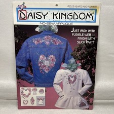 NEW Daisy Kingdom No Sew Fabric Applique Hearts and Flowers 6323 NOS