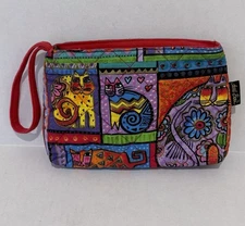 Laurel Burch Sun n Sand Accessories CATS Make Up Bag Wristlet - 9” x 6”