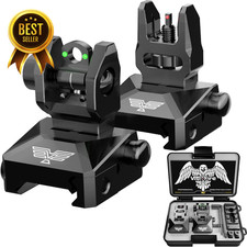 Fiber Optic Iron Sights for Picatinny Rail Flip Up Front and Rear Backup Sights