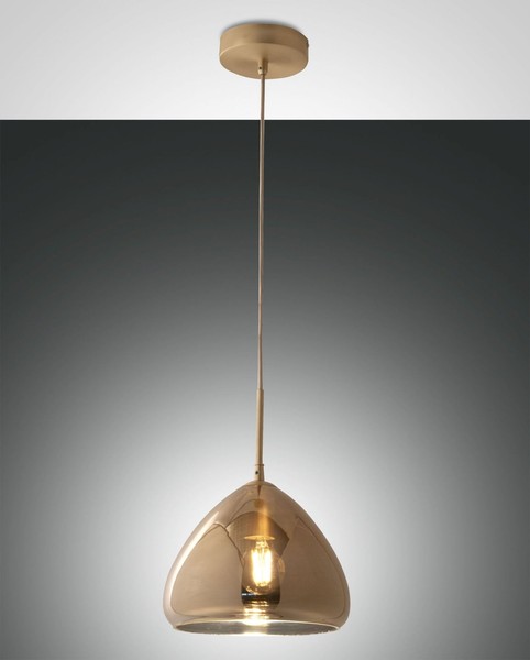 HäNgelampe Esszimmer Bernstein Glas Metall Ø25 Cm E27 Pendelleuchte KüChe-image