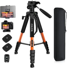 75Inch Camera Tripod for Ipad Iphone, Heavy Duty Aluminum Tripod with 360° Panor