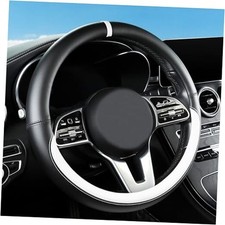 Black  White Nappa Leather Steering Wheel Cover, Nappa Leather - Black  White