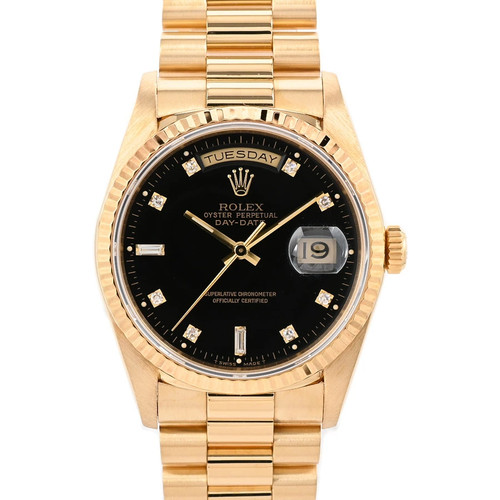 ROLEX Day-Date 18238A Black Case Size 36mm Men's Used Watch #52726