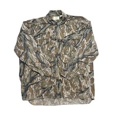 Vintage Mossy Oak Camo Hunting Shirt Mens 2XL Made in USA Tree Camouflage