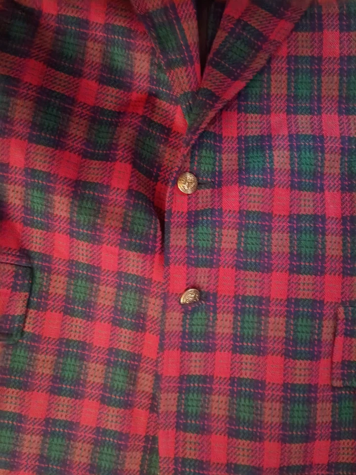 Vtg John Blair Sport Coat Holiday Plaid Men’s  Party Blazer Red Green Retro - Image 3 of 4